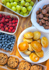 Picnic, snack, lunch. dinner. Healthy food close up