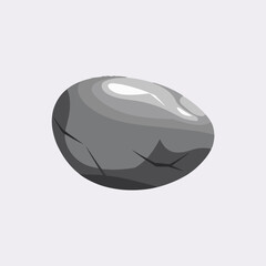 A Flat-Style Large river stone on a Plain White Background
