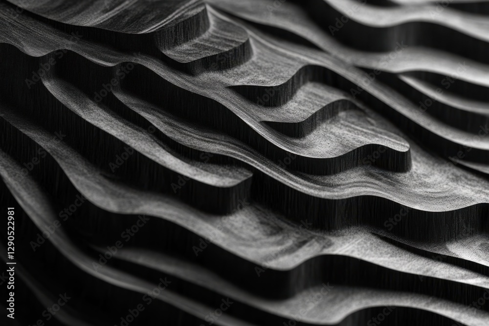 Aufkleber stylized wavy bands create an abstract three-dimensional effect with dark tones in a seamless patter