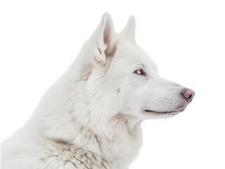 Obraz premium Majestic White Wolf Profile Against Transparent Background: A Captivating Canine Portrait
