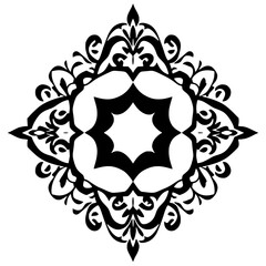 Naklejka premium A symmetrical black and white ornamental illustration.