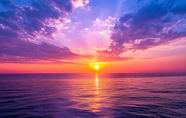 Obraz premium Image of a peaceful sunset, symbolizing a holistic health approach using stress management techniques, promoted by health literacy education. 