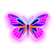 Butterfly holographic 3D icon. neon symbol vector illustration isolated on white background. Generative AI