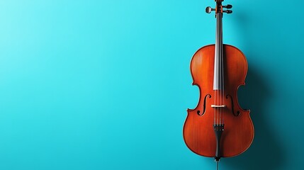 Cello against a Turquoise Background: An Image of Musical Serenity