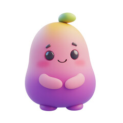 Fototapeta premium Adorable 3D Render of a Cute Cartoon Mango Fruit Character Happy Expression Pastel Colors, Transparent Background, Ai Generative Images