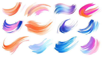 Obraz premium Set of colorful brushstrokes on transparent background, PNG