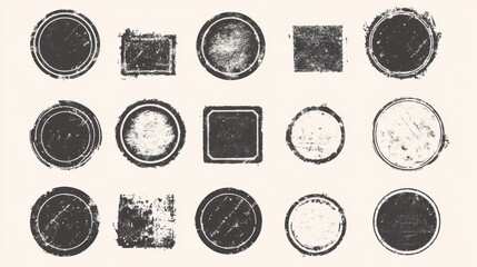 Vintage grunge stamp collection with circular and square designs