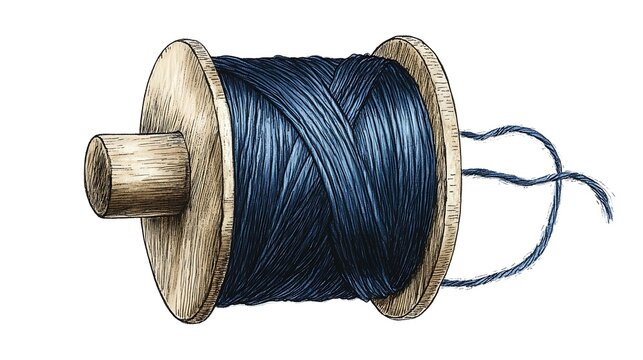 Vintage navy thread spool illustration