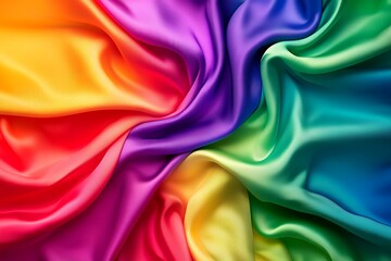 Obraz premium Vibrant multicolored silk fabric with smooth flowing textures