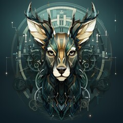 Elegant Eclectic Neon Green Animal Silhouettes in Thin Lines