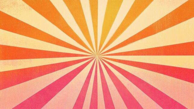 Vibrant retro sunburst pattern with orange and pink radiating lines
