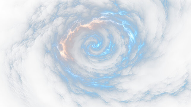 a spiral of blue and orange in the middle of a dark blue sky