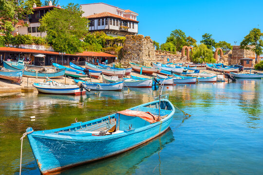 Fishing boats in marina. Nessebar. Bulgaria