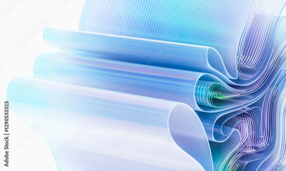 Aufkleber 3d rendering of abstract digital layered crystal glass background. digital technology concept.