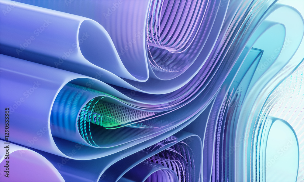 Poster 3d rendering of abstract digital layered crystal glass background. digital technology concept.