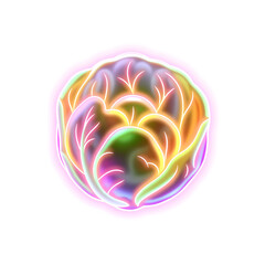Cabbage holographic 3D icon. neon symbol vector illustration isolated on white background. Generative AI