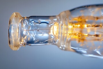 Close-up of a glowing light bulb, showcasing its intricate glass structure and internal filaments.