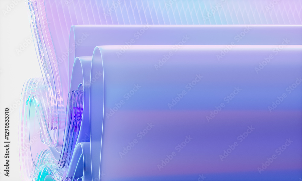 Poster 3d rendering of abstract digital layered crystal glass background. digital technology concept.