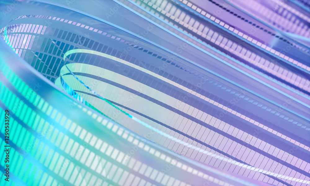Poster 3d rendering of abstract digital layered crystal glass background. digital technology concept.