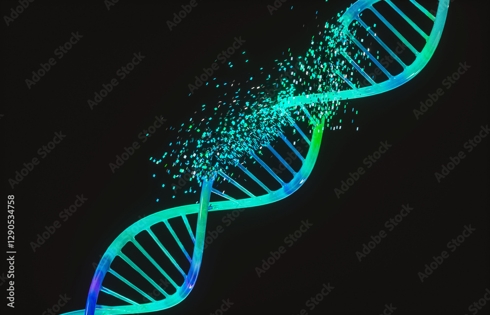 Aufkleber Abstract 3d dna on isolated background. digital technology. bio tech. 3d rendering