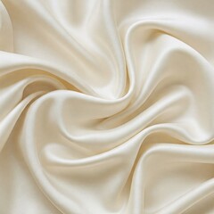 Fototapeta premium Luxurious smooth cream-colored satin fabric with soft folds and elegant draping. Perfect for backgrounds, textures, fashion, and interior design inspirations.
