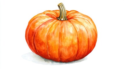 Obraz premium Vivid watercolor pumpkin illustration on white background