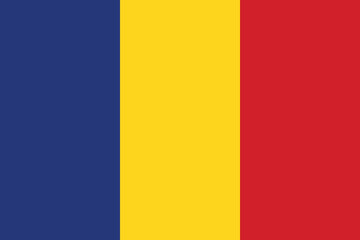 The flag of Romania. Flag icon. Standard color. Standard size. Rectangular flag. Computer illustration. Digital illustration. Vector illustration.