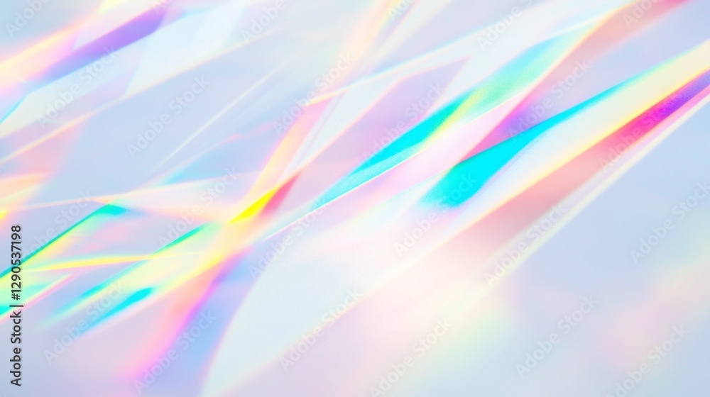 Poster Colorful rays burst forth against a smooth white backdrop, intertwining and weaving vibrant patterns that evoke joy and creativity in a surreal display of light