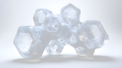 a group of ice cubes on a white surface