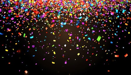 Confetti falling on black background