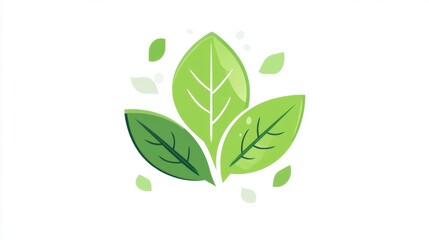 Naklejka premium Bright green leaves with simple design on white background