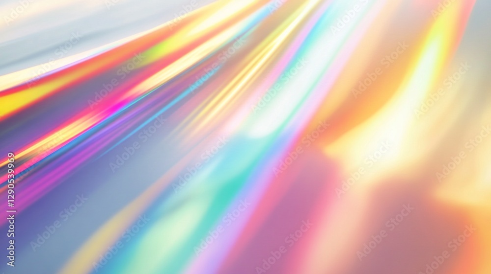 Poster colorful rainbow hues cascade across a bright white backdrop, creating a mesmerizing visual effect