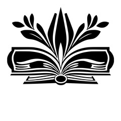 Stylized Illustration of an Open Book with Floral Elements