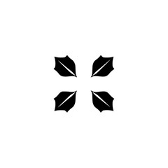 Obraz premium A stark, minimalistic illustration of a four-petaled, holly-like, black and white flower against a white background.