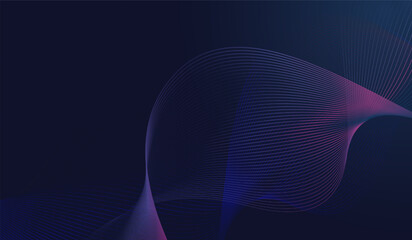 The abstract composition showcases fluid, curved lines with a glowing gradient effect with flowing dynamic waves. Vector illustration