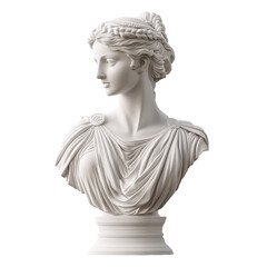 Fototapeta premium Ancient Greek or Roman marble bust sculpture isolated on transparent background.