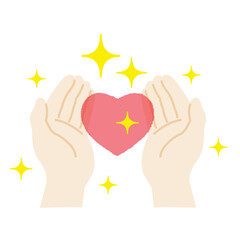 キラキラ輝くハートと手