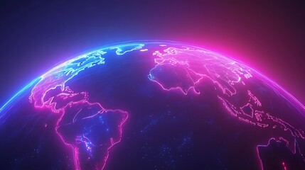 Neon Earth: A Futuristic Digital Globe