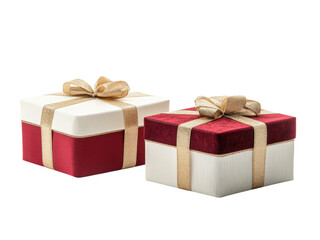 Obraz premium Elegant Red and White Gift Boxes with Gold Ribbons A Perfect Festive Surprise