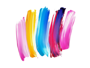 Vibrant strokes of colorful paint on a transparent background, PNG
