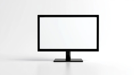 Fototapeta premium A sleek, blank monitor sits on a minimalistic desk in a contemporary office setting. The workspace features a clean aesthetic with a focus on simplicity and functionality