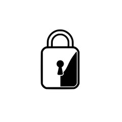 Monochromatic Icon of a Padlock with a Black Triangle and Keyhole on a White Background.