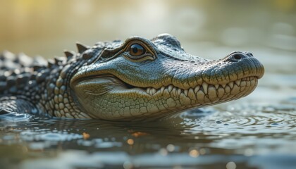Obraz premium Close-up of a Baby Crocodile in Water