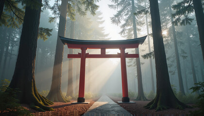  Striking Red Gates Symbolizing Tradition and Elegance in an Architectural Setting  

