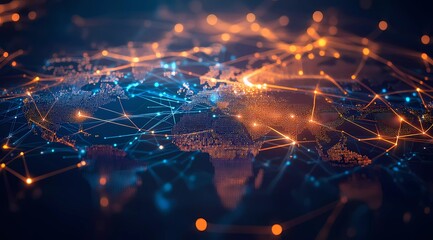 Fototapeta premium Global Connectivity and Communication Technology: Earth Background and Information Flow Illustration