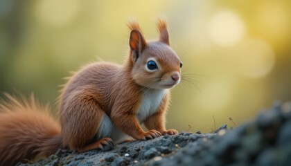 Obraz premium Close-up of a Red Squirrel in Natural Habitat