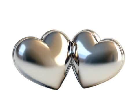 Two Intertwined Metallic Hearts: A Symbol of Love and Unity - Powered by Adobe