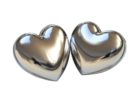 Two Shiny Metallic Hearts Intertwined A Symbol of Love and Romance