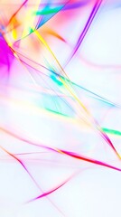 A brilliant display of rainbow colors sweeps across a bright white background, crafting an enchanting atmosphere filled with playfulness and energy. The colors intertwine, radiating joy
