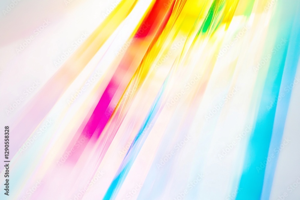 Poster colors burst forth in a joyful array, weaving together vibrant streaks of rainbow amid a crisp white